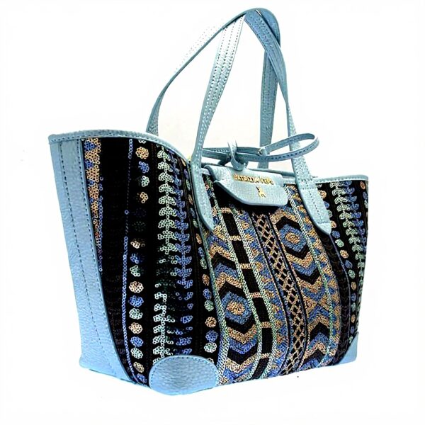 Cabas Patrizia Pepe reversible petit vert azur femme