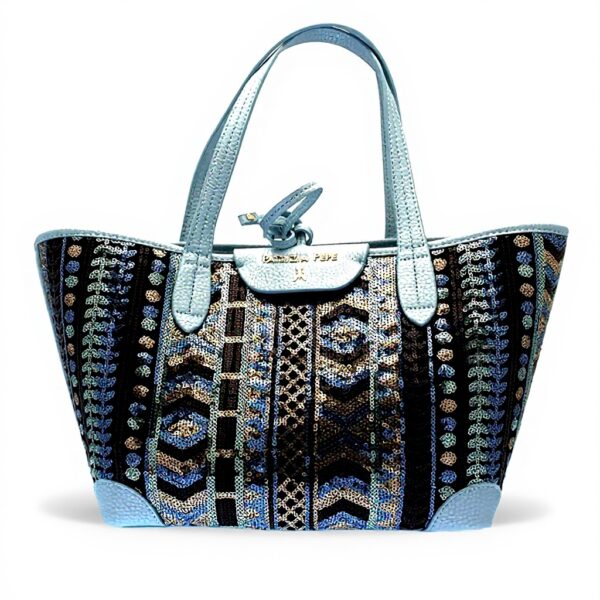 Cabas Patrizia Pepe reversible petit vert azur femme