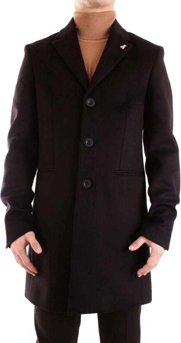 Manteau long homme Patrizia Pepe noir col cranté-0