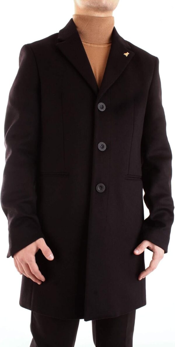 Manteau long homme Patrizia Pepe noir col cranté-5