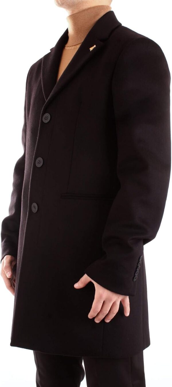 Manteau long homme Patrizia Pepe noir col cranté-1