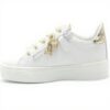 Baskets fille Patrizia Pepe cuir charms miroir blanc platine