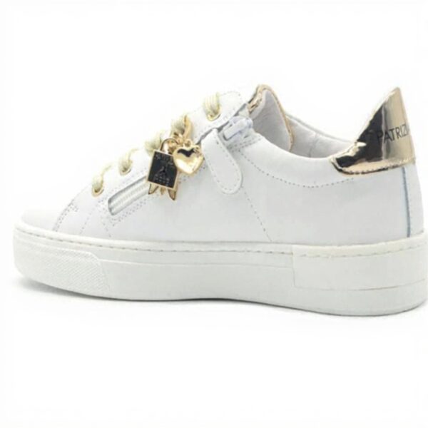 Baskets fille Patrizia Pepe cuir charms miroir blanc platine