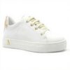 Baskets fille Patrizia Pepe cuir charms miroir blanc platine