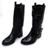 Bottes cuir Patrizia Pepe femme talon bloc noir genou