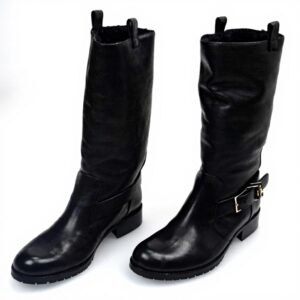 Bottes cuir Patrizia Pepe femme talon bloc noir genou