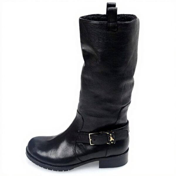 Bottes cuir Patrizia Pepe femme talon bloc noir genou