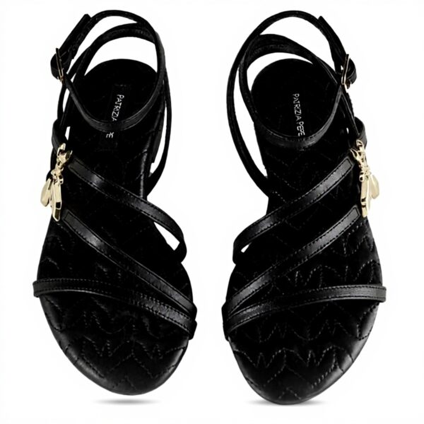Sandale cuir noir Patrizia Pepe femme élégante confortable