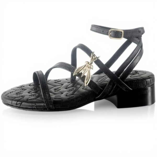 Sandale cuir noir Patrizia Pepe femme élégante confortable