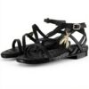 Sandale cuir noir Patrizia Pepe femme élégante confortable