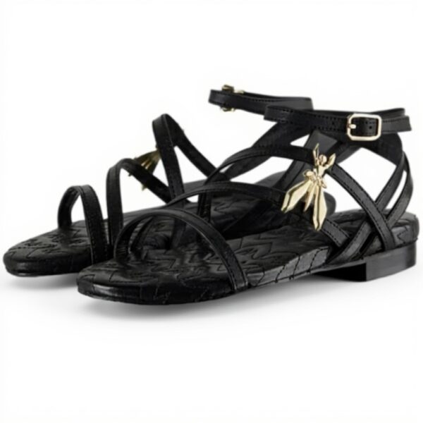 Sandale cuir noir Patrizia Pepe femme élégante confortable