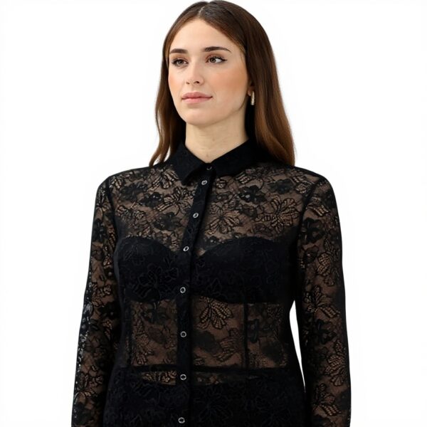 Chemise dentelle noire femme PATRIZIA PEPE manches longues