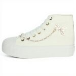 Patrizia Pepe Baskets Fille Blanc Cuir Véritable Tendance