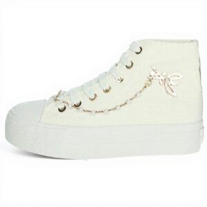 Patrizia Pepe Baskets Fille Blanc Cuir Véritable Tendance