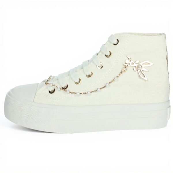 Patrizia Pepe Baskets Fille Blanc Cuir Véritable Tendance