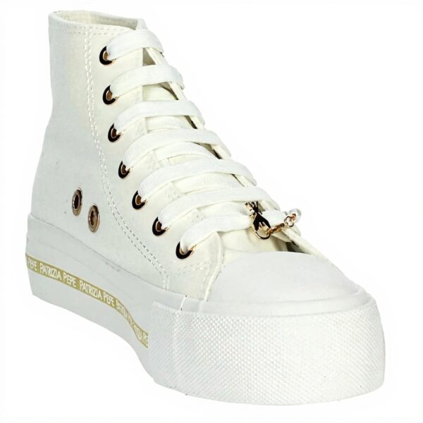 Patrizia Pepe Baskets Fille Blanc Cuir Véritable Tendance