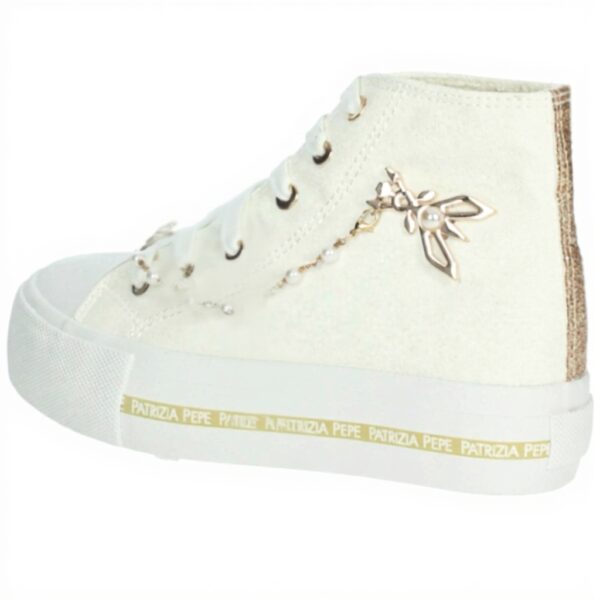 Patrizia Pepe Baskets Fille Blanc Cuir Véritable Tendance