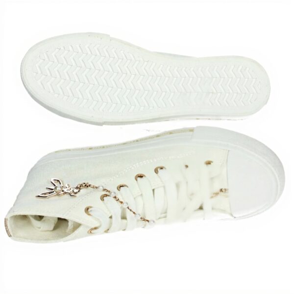 Patrizia Pepe Baskets Fille Blanc Cuir Véritable Tendance