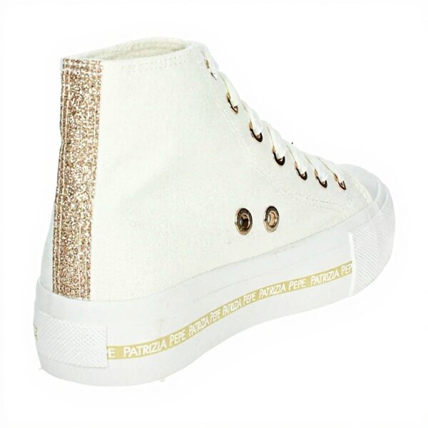 Patrizia Pepe Baskets Fille Blanc Cuir Véritable Tendance