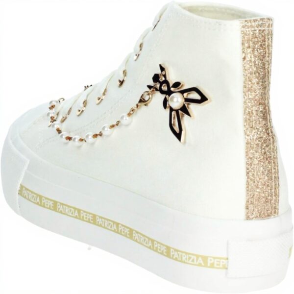 Patrizia Pepe Baskets Fille Blanc Cuir Véritable Tendance