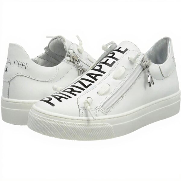 Baskets Patrizia Pepe Fille Cuir Respirant Noir Blanc