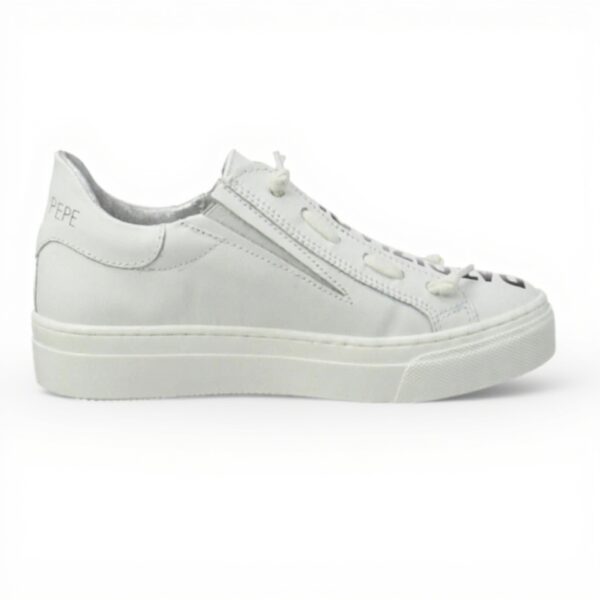 Baskets Patrizia Pepe Fille Cuir Respirant Noir Blanc