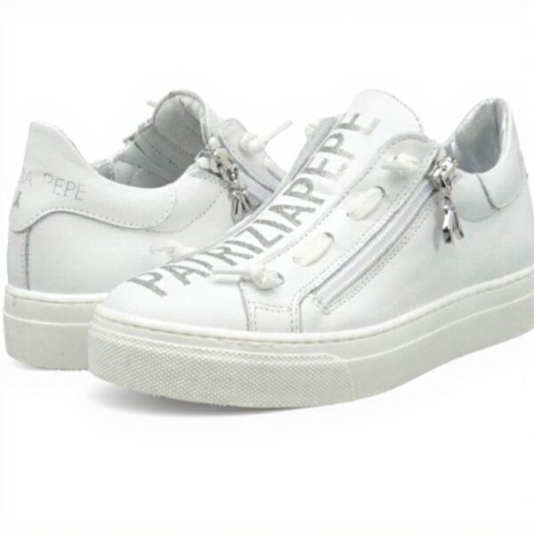 Baskets Patrizia Pepe Fille Cuir Respirant Noir Blanc