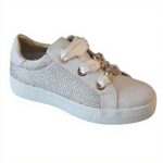 Patrizia Pepe Baskets Fille Cuir Véritable Blanc Cassé