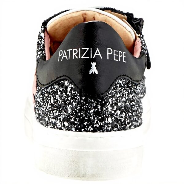 Baskets Patrizia Pepe Fille Cuir Respirant Noir Argenté