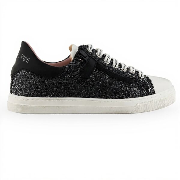Baskets Patrizia Pepe Fille Cuir Respirant Noir Argenté