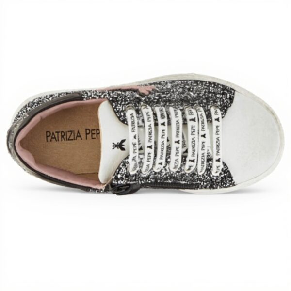 Baskets Patrizia Pepe Fille Cuir Respirant Noir Argenté