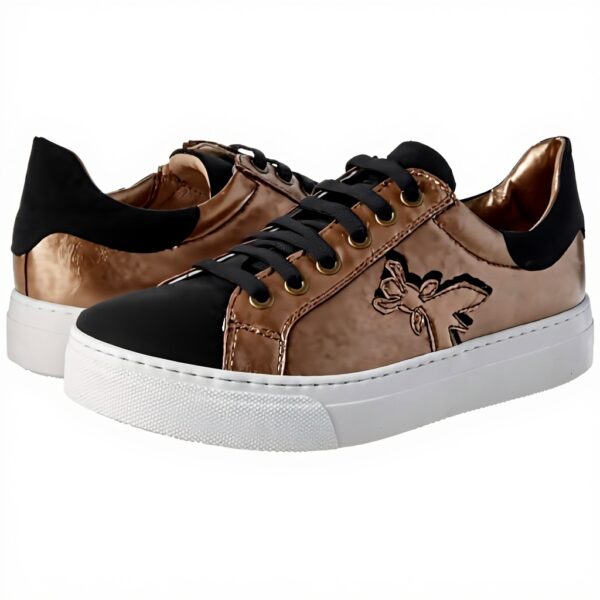 Baskets Patrizia Pepe Fille Cuir Noir Bronze PPJ504