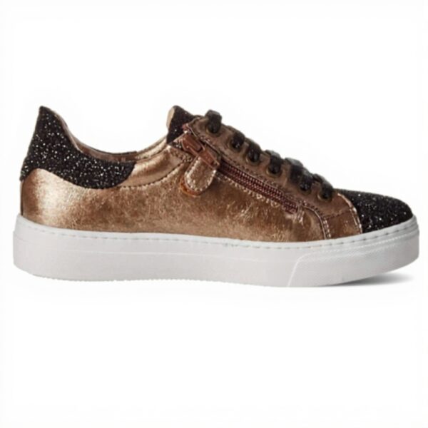 Baskets Patrizia Pepe Fille Cuir Noir Bronze PPJ504