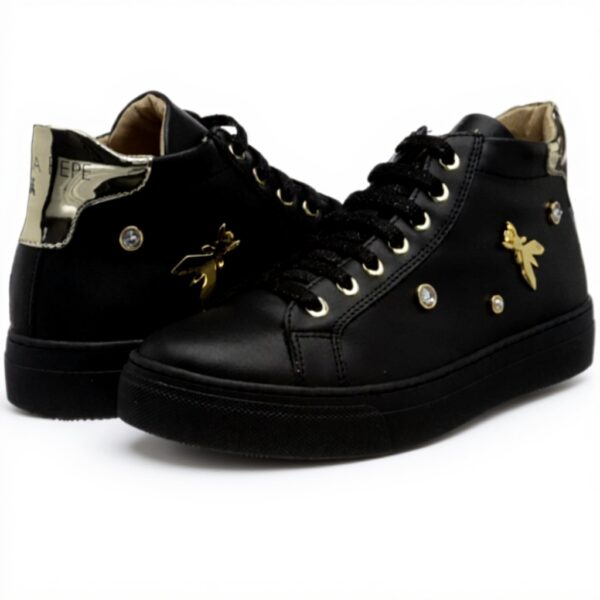 Baskets Patrizia Pepe Fille Cuir Noir Confortable