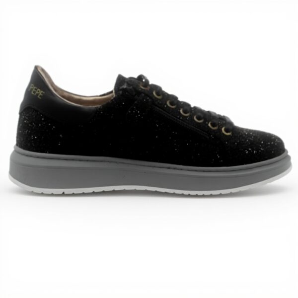 Baskets Patrizia Pepe Fille Noir Gris Cuir Respirant Confort