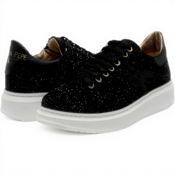 Baskets Patrizia Pepe Fille Noir Gris Cuir Respirant Confort