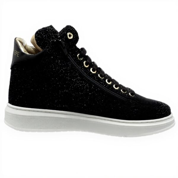 Baskets Patrizia Pepe Fille Cuir Respirant Noir Or
