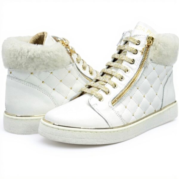 Baskets Patrizia Pepe Fille Cuir Confort Noir Blanc Taille
