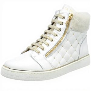 Baskets Patrizia Pepe Fille Cuir Confort Noir Blanc Taille