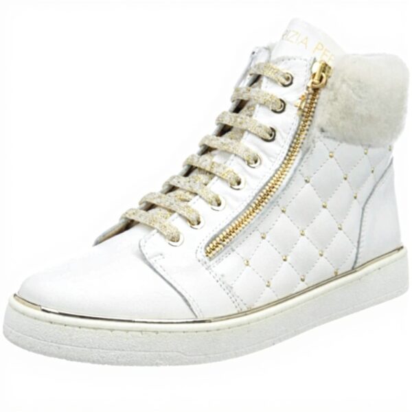 Baskets Patrizia Pepe Fille Cuir Confort Noir Blanc Taille