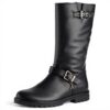 Bottes fille Patrizia Pepe cuir fermeture éclair noir gris