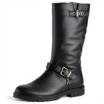 Bottes fille Patrizia Pepe cuir fermeture éclair noir gris