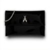 Pochette Patrizia Pepe cuir brillant noir femme décontracté