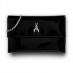 Pochette Patrizia Pepe cuir brillant noir femme décontracté