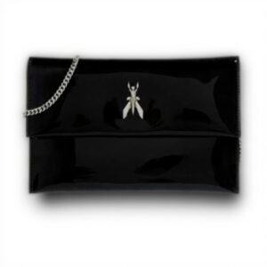 Pochette Patrizia Pepe cuir brillant noir femme décontracté