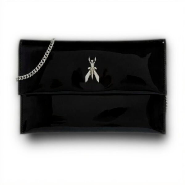 Pochette Patrizia Pepe cuir brillant noir femme décontracté