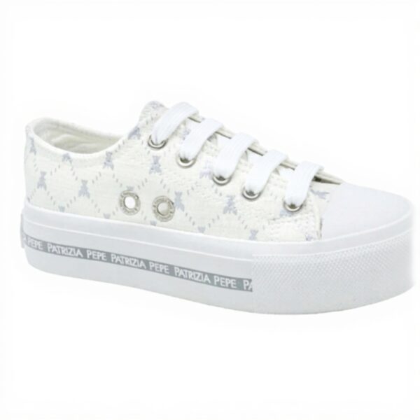 Baskets Patrizia Pepe Fille Blanc Cassé Coton Confortable