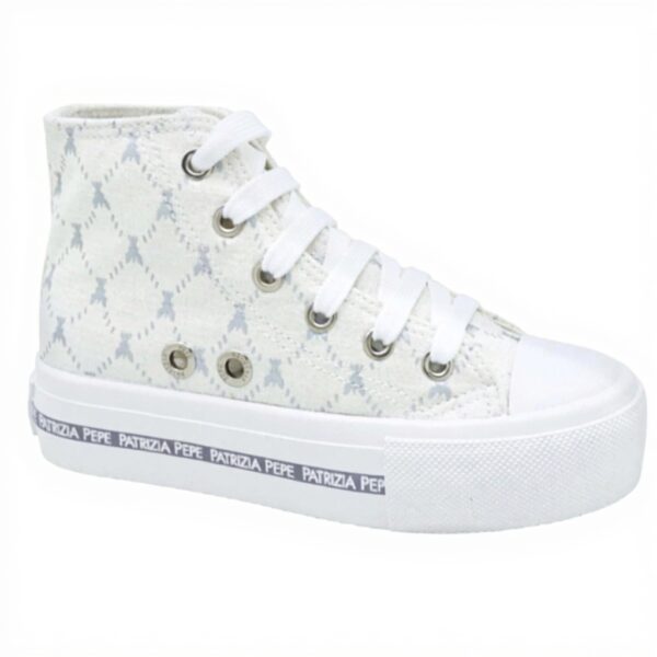 Baskets Patrizia Pepe argentées fille coton design moderne