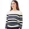 Pull femme PATRIZIA PEPE col rond crème rayé bleu boutons