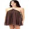 Robe courte marron femme PATRIZIA PEPE viscose col halter